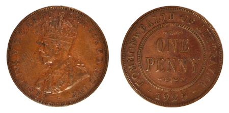Australia 1925 Cu Penny, George V, Key Date