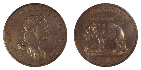 Ceylon 1815 Cu Two Stuivers, George III