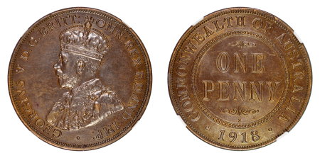 Australia 1918 I Cu Penny, George V