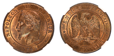France 1863A Cu 10 Centimes, Napoleon III