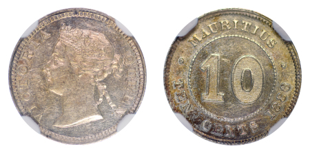 Mauritius 1886 Ag 10 Cents, Victoria