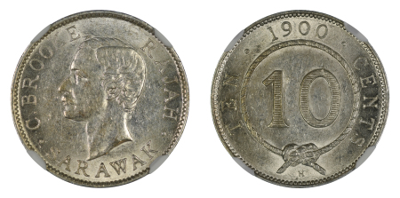 Sarawak 1900H Ag 10 Cents, C.Brooke Rajah 