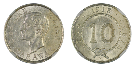 Sarawak 1915H Ag 10 Cents, C.Brooke Rajah