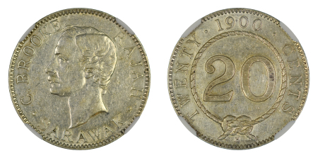 Sarawak 1900H Ag 20 Cents, C.Brooke Rajah