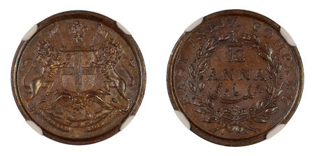India (British) 1835 M Cu 1/12 Anna