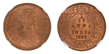 India (British) 1893 c Cu 1/12 Anna