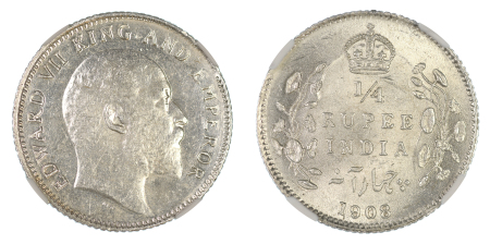 India (British) 1908 C Ag ¼ Rupee, Edward VII