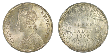 India (British) 1885 C Ag Rupee, Victoria 