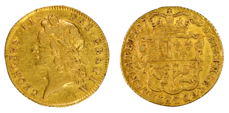 Great Britain 1739 Au 1/2 Guinea, George II