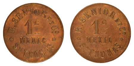 Danish West Indies (1890) Cu 1 Cent Token, R.Senior & Co., St.Thomas