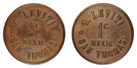 Danish West Indies (c.1890) Cu Cent Token, G.Leviti
