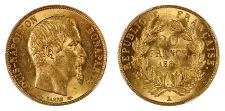 France 1852A Au 20 Francs, Napoleon III