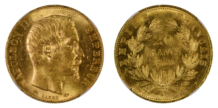 France 1855A Au 20 Francs, Napoleon III