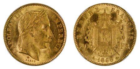 France 1868A Au 20 Francs, Napoleon III