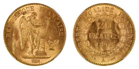 France 1896A Au 20 Francs, Fasces Privy