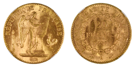 France 1897A Au 20 Francs, Standing Angel
