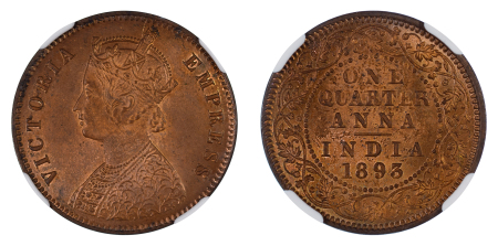 India (British) 1893 C Cu ¼ Anna, Victoria 