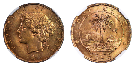 Liberia 1896H Cu 1 Cent, choice