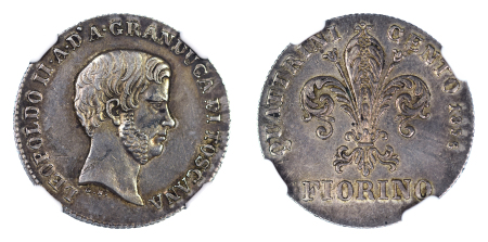 Italy, Tuscany 1856 Ag 1 Fiorino, Leopoldo II