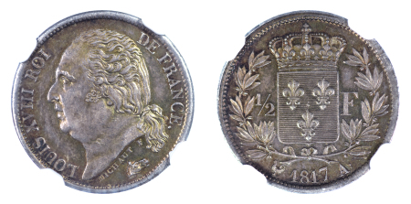 France 1817A Ag 1/2 Franc, Louis XVIII