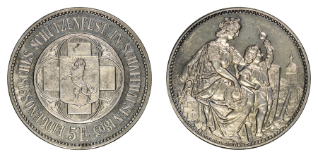 Switzerland, Schafehaussen 1865 Ag 5 Francs