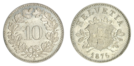 Switzerland 1876B Bi 10 Rappen