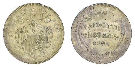 Italy, Papal States 1795 Ag 60 Baiocchi