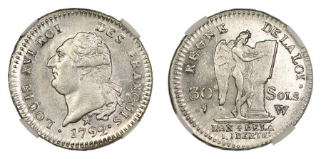 France 1792W Ag 30 Sols
