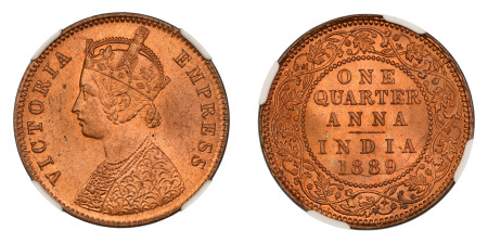 India (BRITISH) 1889C Cu 1/4 Anna