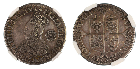 England, 1562, Elizabeth I, (Ag) Sixpence. Star-type. NGC graded XF 45
