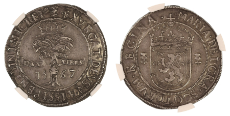 Scotland 1567. Mary: (Ag) Two-Thirds Ryal. Graded AU 55 by NGC