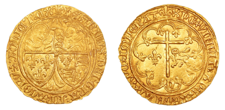 England 1423. Henry VI: (Au) Salut d'Or (22s. 6d.) St. Lo mint, 2nd type. Graded MS 66 by NGC