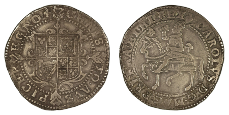 England 1625. Charles I: (Ag) Half crown issued in first year of reign. Tower mint, 1st style