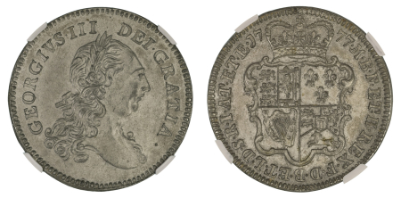 Great Britain 1777. George III: (white metal) "Pattern" 5 Guineas. Possibly unique and graded MS 61 by NGC