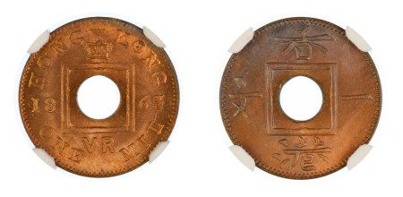 Hong Kong 1863 (Cu). 1 Mil. Graded MS 66 Red Brown by NGC