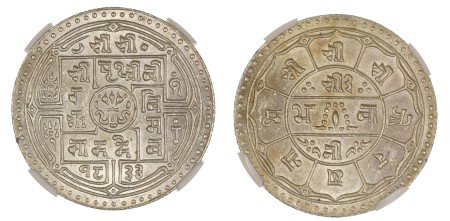 Nepal SE1833 (1911) (Ag). 4 Mohars. Graded MS 64 by NGC
