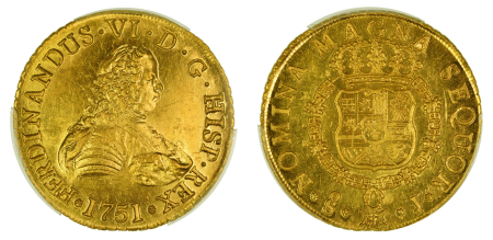 Chile 1751 (Au) Ferdinand VI. 8 Escudos.  