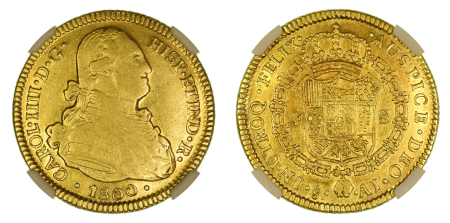 Chile 1800 SO AJ (Au) Charles IV. 4 Escudos. Graded XF 45 by NGC