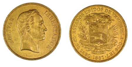 Venezuela 1887 (Au). 100 Bolivares. Graded  AEF-EF