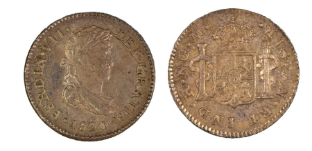 Guatemala 1820 NG M. Ferdinand VII: (Ag) 1/2 Real, Graded MS 64 by NGC