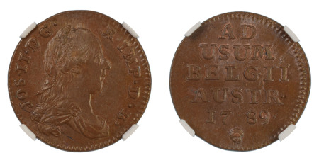 Belgium, Austrian Netherlands 1789 , Liard. Brussels. Graded MS 64 Brown by NGC. - Only one coin graded higher.