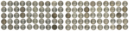 France 1913, 50 coins lot of 50 centimes, in BU condition