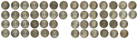 France 1919, 26 coin lot of 50 centimes, in BU condition
