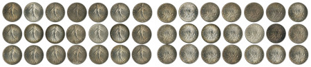 France 1920, 21 coin lot of 50 centimes, in BU condition