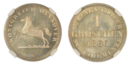 Germany, Hannover 1866 B, 1 Grosehen. . Graded Proof 67  by NGC. 