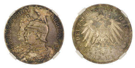 Germany, German States 1901A, 5 Marks. Prussia - Bicentennial. Graded MS 67 by NGC. - the highest graded.