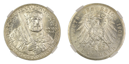 Germany, German States 1908A, 5 Marks. Saxe-Weimar-Eisenach. Graded MS 65 by NGC. 