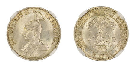 German East Africa 1891, 1/2 Rupie. Graded MS 64 by NGC. 