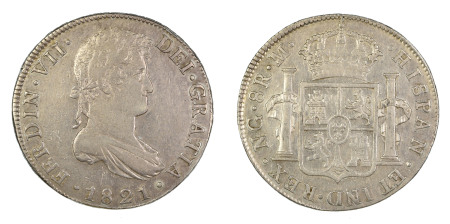 Guatemala 1821 NG M, 8 Reales, in about extra fine condition