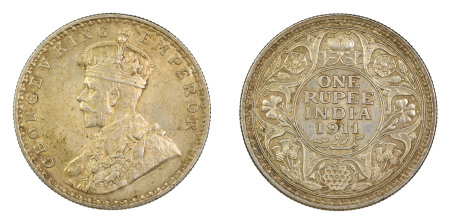 India, British. 1911(b), Rupee, George V, in Almost Uncirculated condition